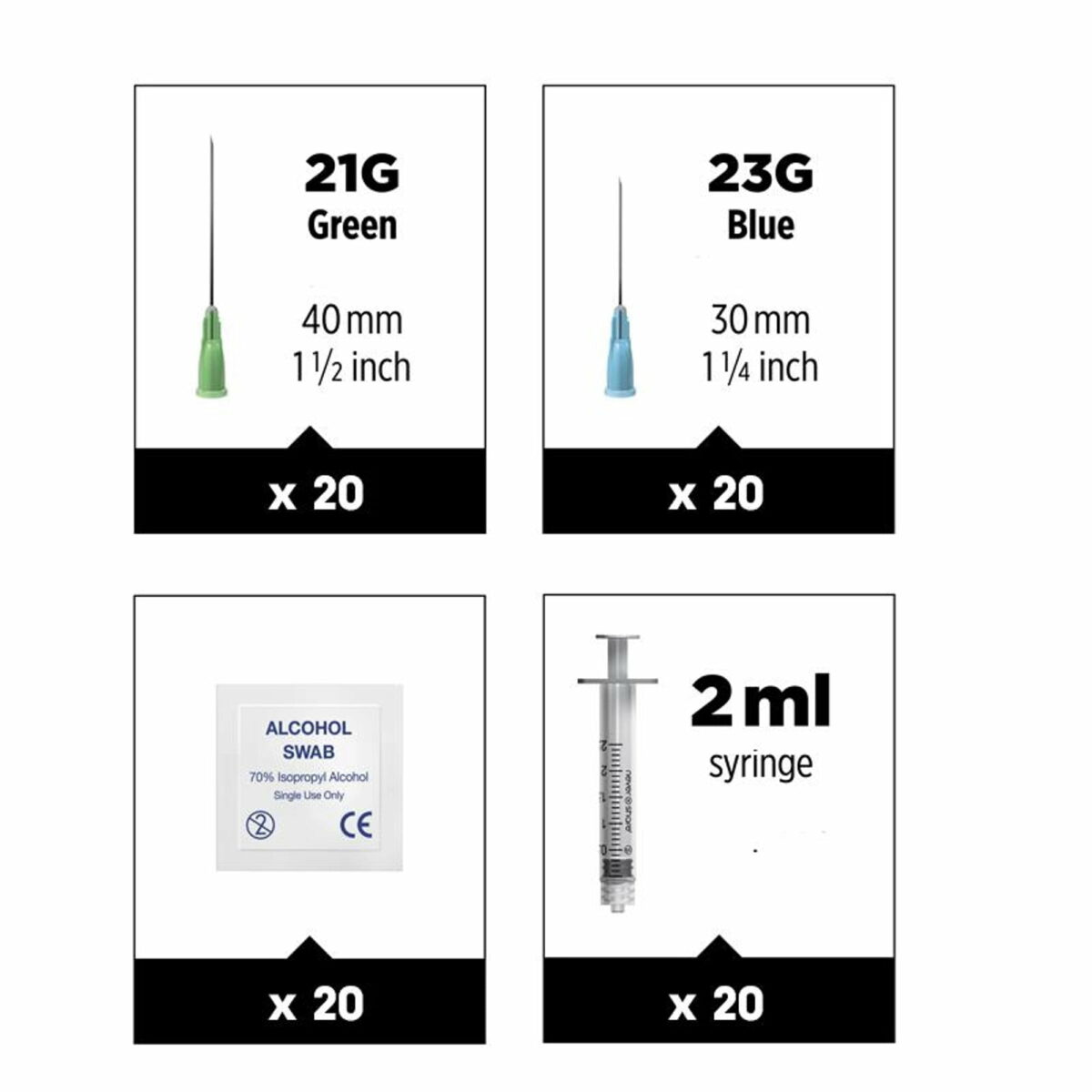 20 week injection cycle pack syringes blue needles swabs 72102 1 74346 1