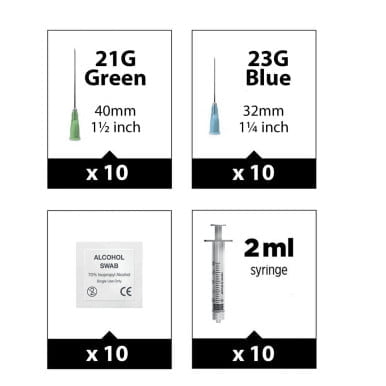 medbasic 10 week injection cycle pack syringes blue needles swabs 89669 1 37025 07523 1