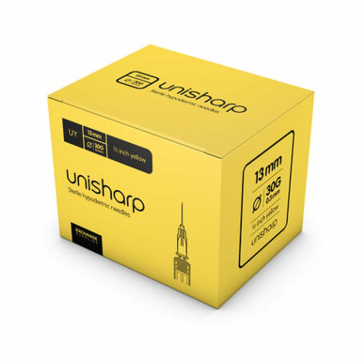 unisharp 30g yellow 0.5 inch 13mm unisharp needles 56397 1 08010 54103