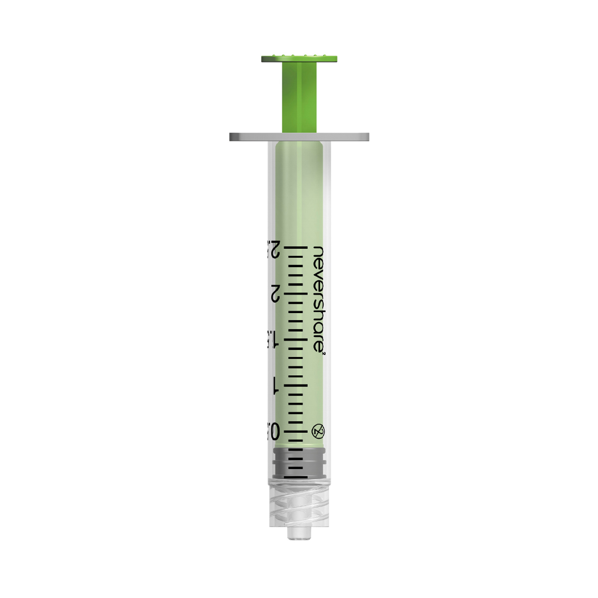 2ml-syringe 2 ml Nevershare Green Luer Lock Syringes - Image 1