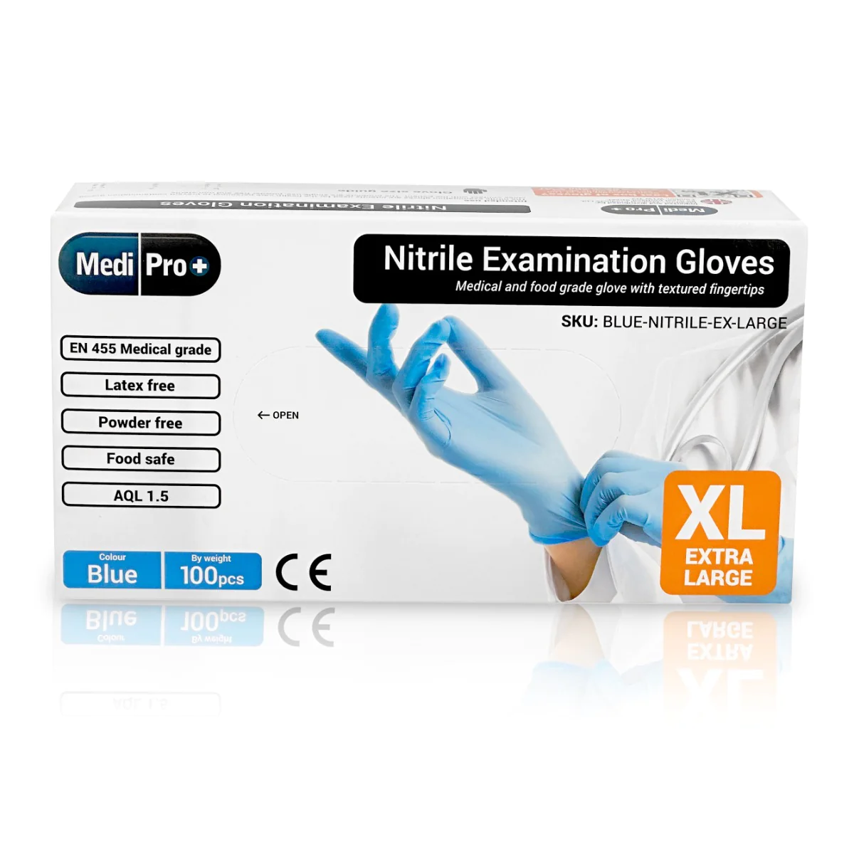 nitrile examination gloves extra large front