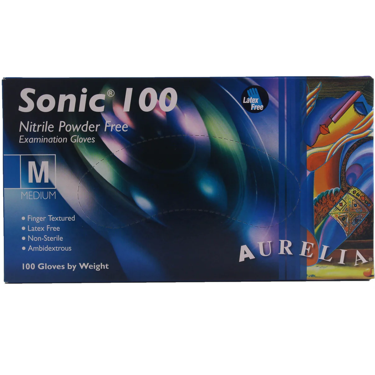 Aurelia Sonic Blue Nitrile Powder-Free Examination Gloves Medium