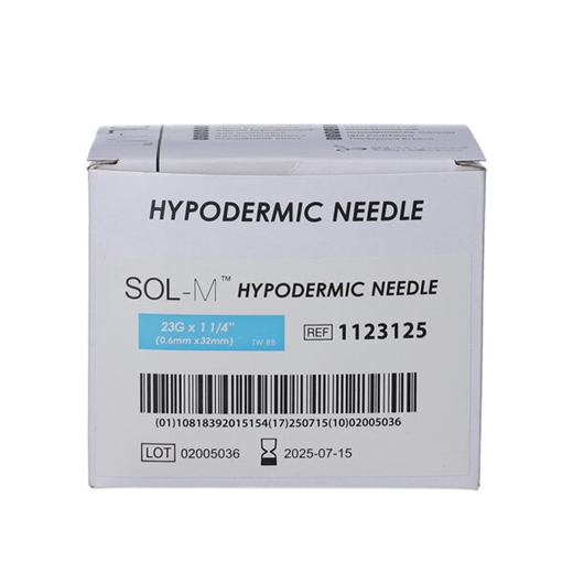 226331-sol-m-hypodermic-needle-23g-blue-1.25inch SOL-M 23G Blue 1.25 inch Hypodermic Needles - Image 1