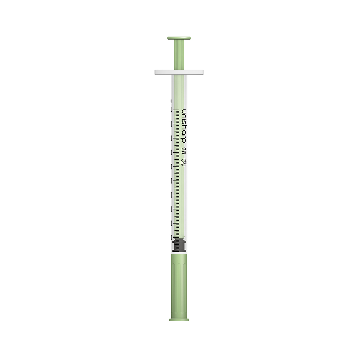 USF 1ml webshop syringes 2024 Unisharp 1ml 28G fixed needle syringe: Mint - Image 1
