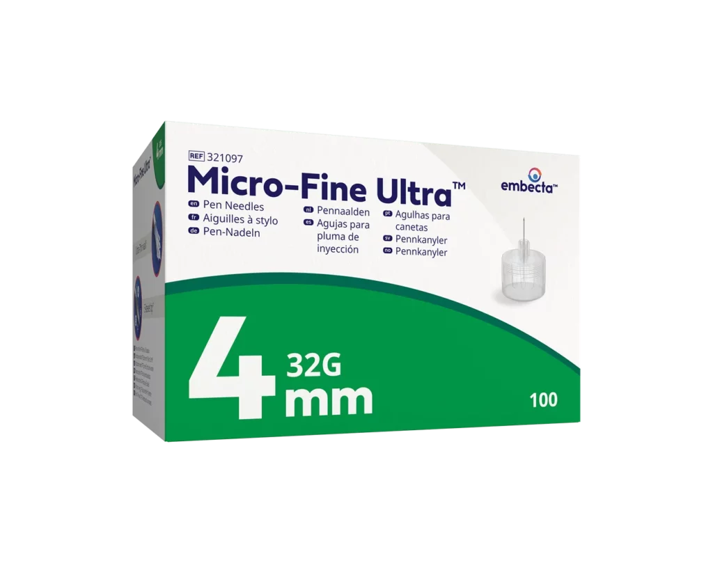 Micro Fine Ultra Pen Needle 32G 4mm Box of 100